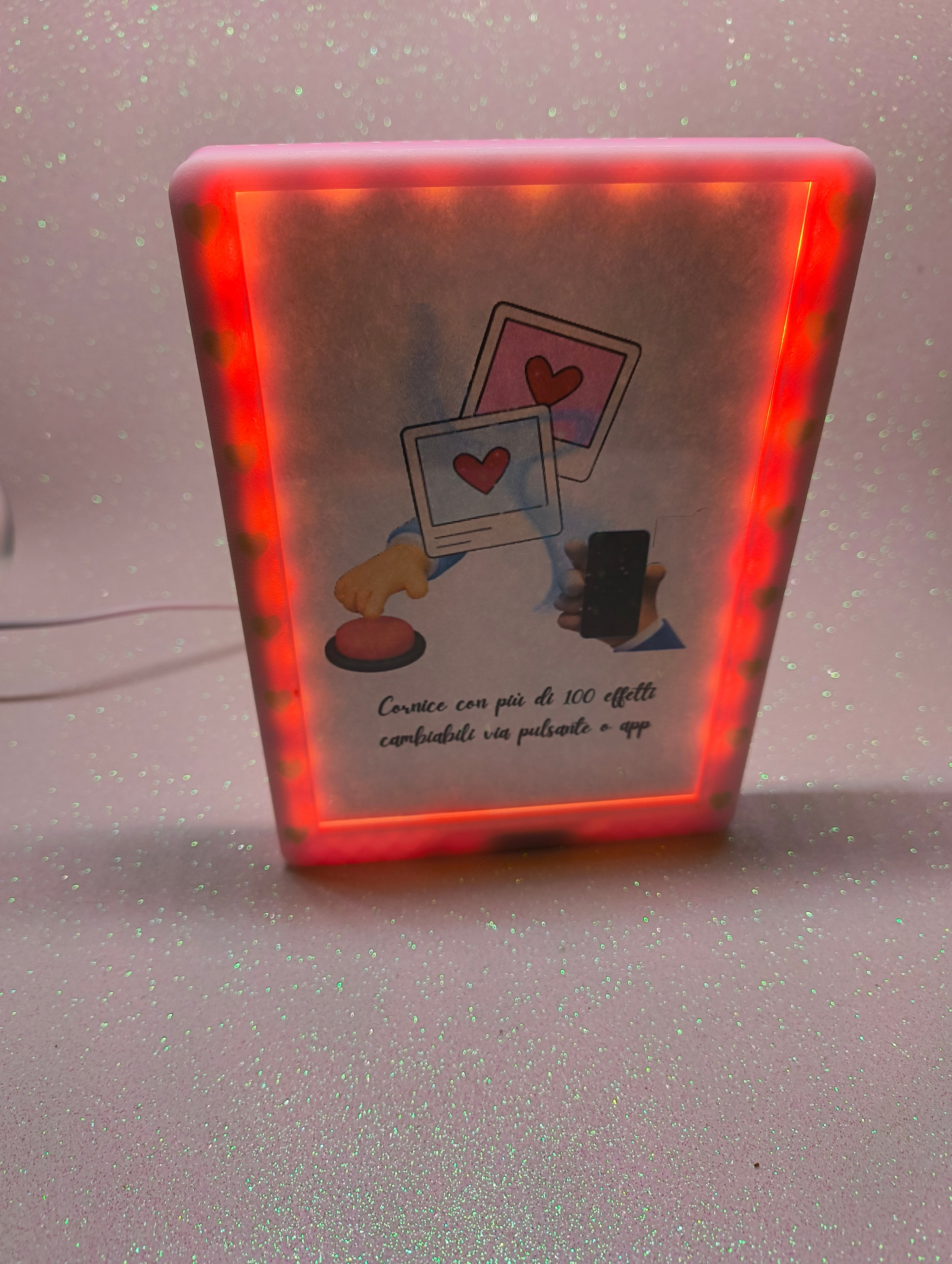 Cornice smart foto 10 x 15 rosa con cuoricini