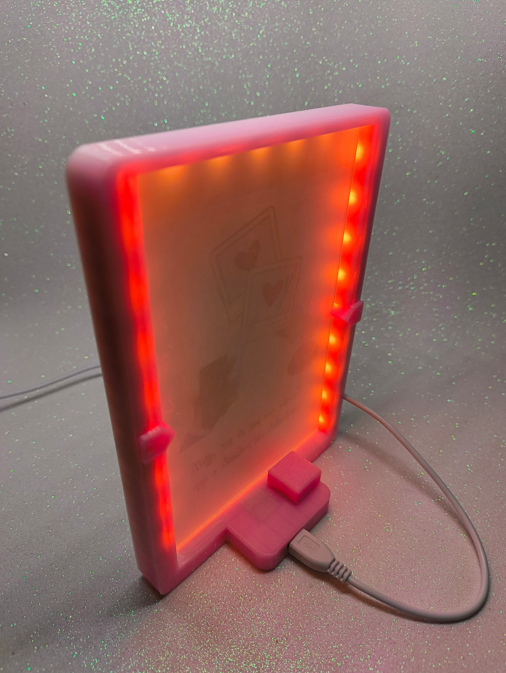 Cornice smart foto 10 x 15 rosa con cuoricini